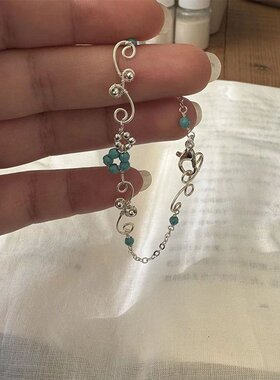 韩系冷淡风银色绕线小花手链女款百搭时尚手串小众设计高级感手饰