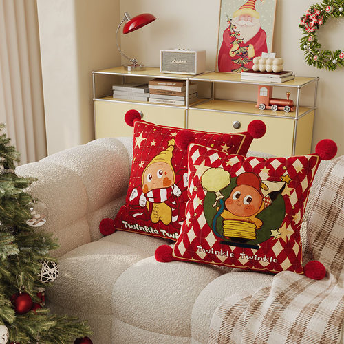 可爱新年抱枕喜庆客厅沙发装饰靠背垫腰枕卧室床头靠枕靠垫含芯 - 图3
