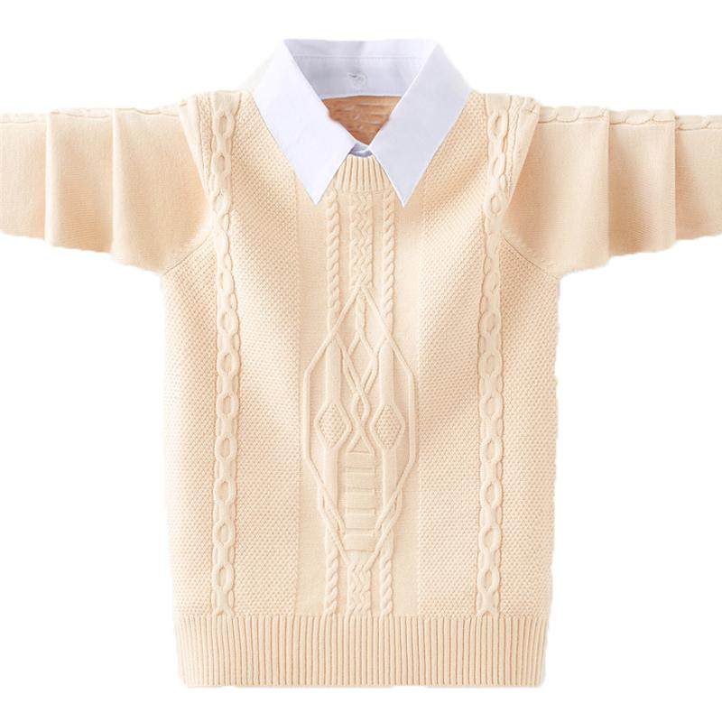 男童毛衣假两件2025秋冬新款加绒加厚儿童针织衫男孩衬衫领打底衫,淘宝优惠券,粉丝福利购,淘宝优惠卷