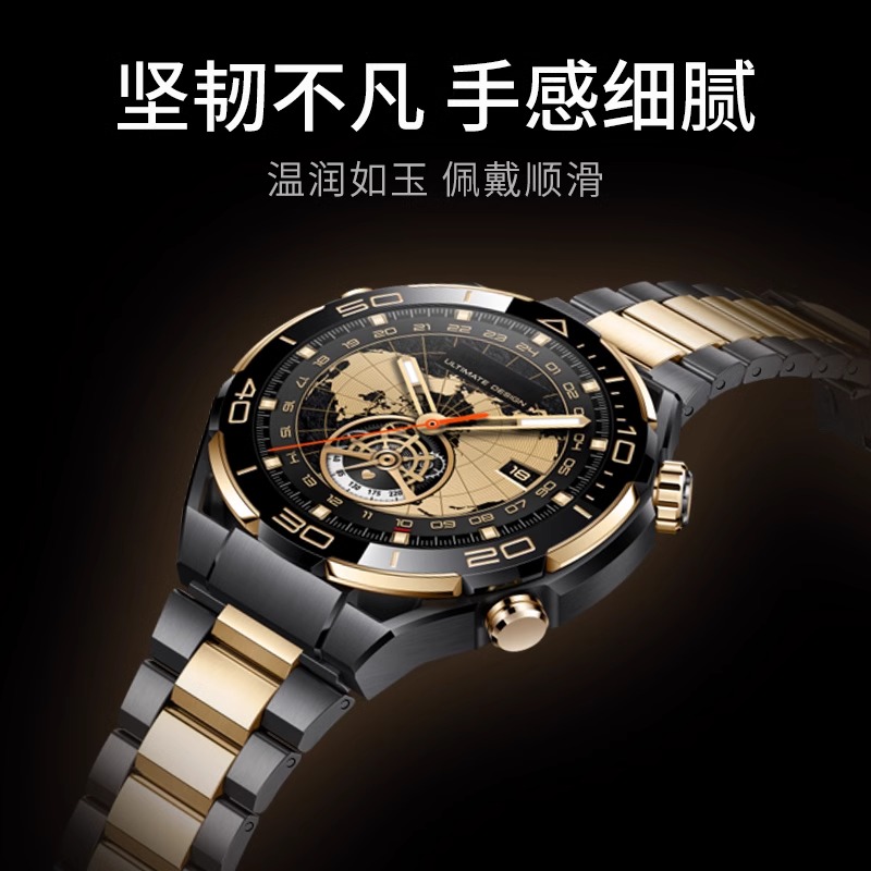 【非凡大师同款金表带】适用华为WatchUltimateDESIGN非凡大师金色钛金属表带GT4watch4黑间金表带男士非原装-图3