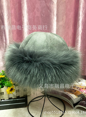 蒙古包式麂皮绒仿狐狸毛帽子水貂皮草帽男女冬加绒加厚保暖帽子