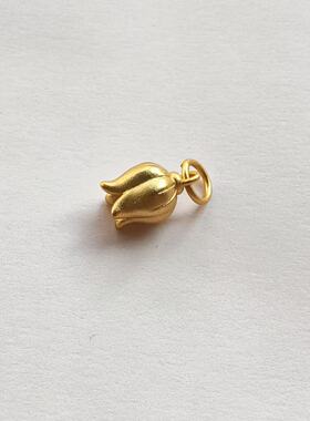 强保色 新中式金色兰花如意花爱心吊坠DIY饰品配件手工材料高品质