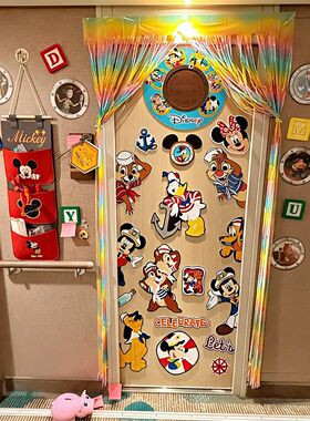 迪士尼邮游轮磁吸铁门贴纸装饰画disney儿童房间氛围布置卡通冰箱