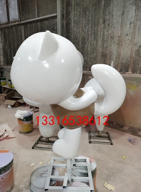 玻璃钢户外草坪摆件花园主题彩绘猫咪卡通公仔创意吉祥物雕塑定制