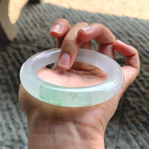 北邺珠宝海外购缅甸纯天然翡翠原石冰种飘晴飘花手镯贵妃镯糯冰种 - 图2