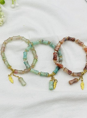 夜市摆摊节节高竹节琉璃手链小清新文艺流苏手串饰品学生手饰