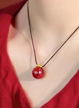 【朱砂锁骨链】高含量紫金砂锁骨链帝王砂晶体透光朱砂项链轻奢女