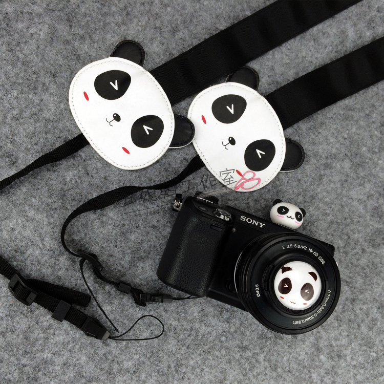 原創國寶熊貓揹帶panda微單單反拍立得相機揹帶掛繩肩帶包郵