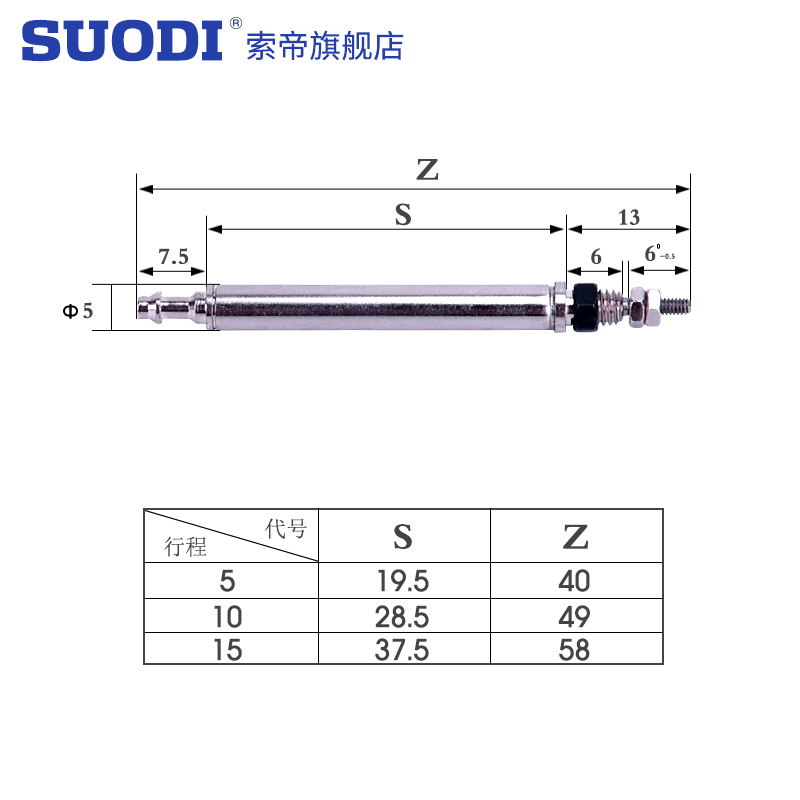 微型针型气缸CJ1B4-5SU4/CJ1B4-10SU4/CJ1B4-15SU4/CJ1B4-20SU4 - 图2