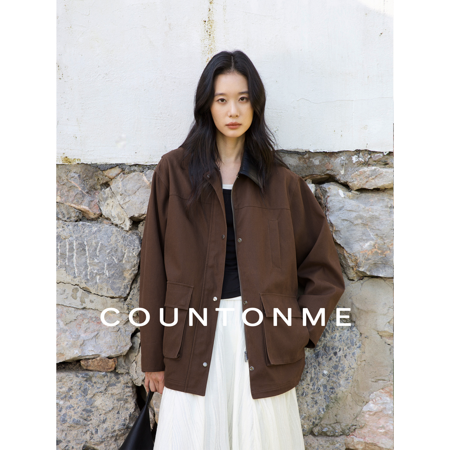 COUNTONME 重工质感/复古廓形工装外套 25巴恩风拼皮翻领夹克,淘宝优惠券,粉丝福利购,淘宝优惠卷