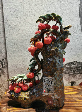 陶瓷石湾公仔荔枝小号工艺品