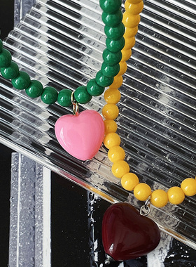 RTZHANG彩色爱心吊坠珍珠项链女