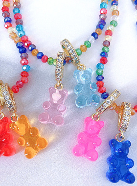 RTZHANG串珠彩色小熊项链女