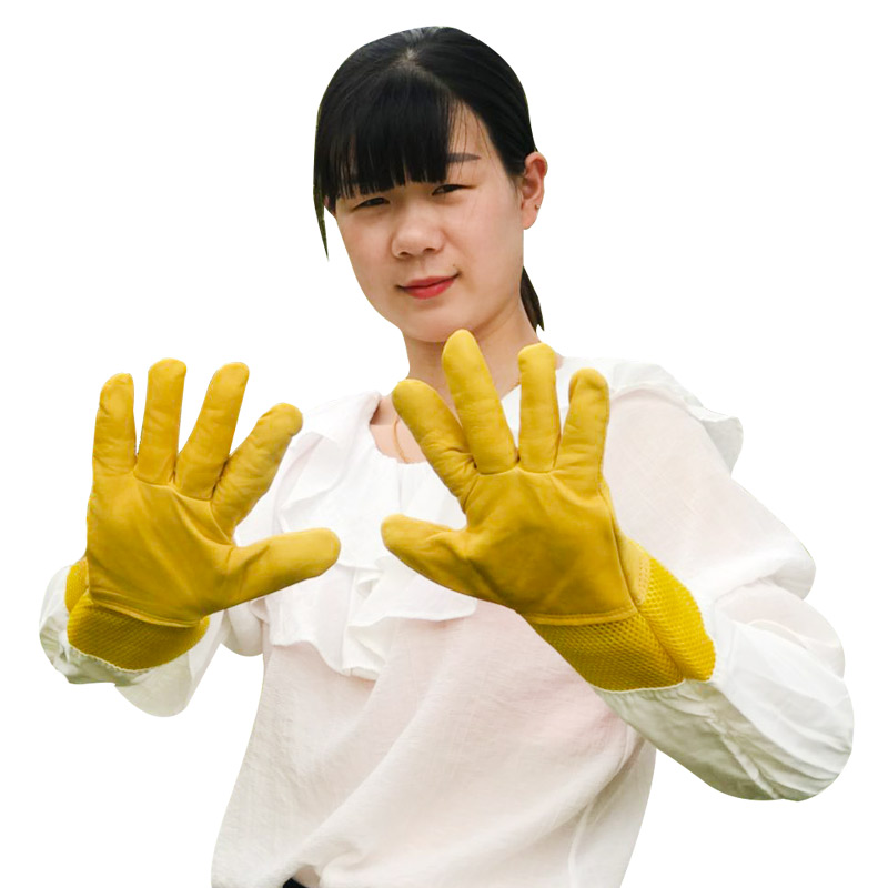 蜂具防蜂手套加厚透气柔软羊皮手套帆布防蜂蛰养蜂专用防蜜蜂手套