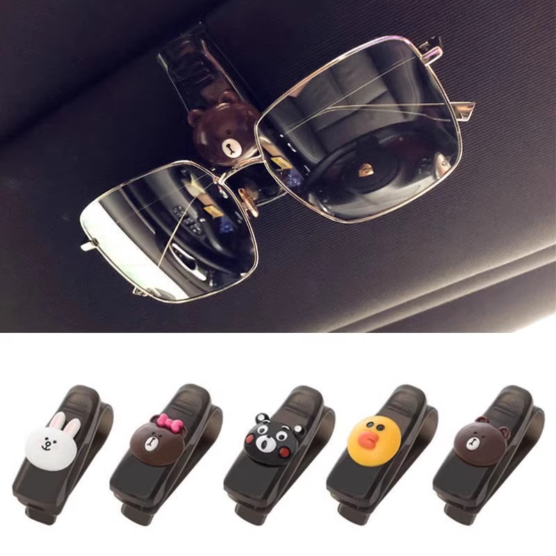 车载眼镜夹多功能车用墨镜支架车内眼睛盒创意汽车遮阳板收纳夹子 - 图1