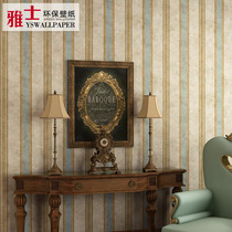 American non-woven fabric as old wallpaper European-style luxurious vertical stripe retro idylu garden bedroom living room background wall wallpaper