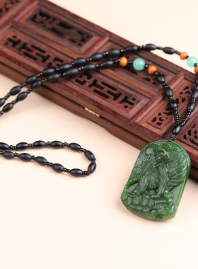 饰品吊坠深绿色玉佩项链挂件