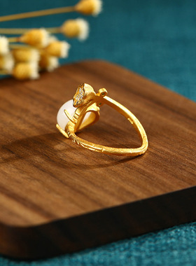 古法金宫廷古风莲蓬饰品手记戒指