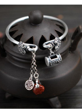 凤仪（饰品）古风镀银莲花手镯女