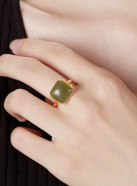 宫廷指环指戒镶嵌玉质时尚女士