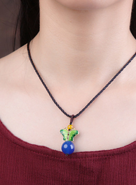 景泰蓝吊坠挂件配饰百搭锁骨链