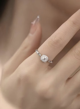 菲菲珠宝方钻链条戒指女高级感轻奢简约日常通勤闪钻指环生日礼物