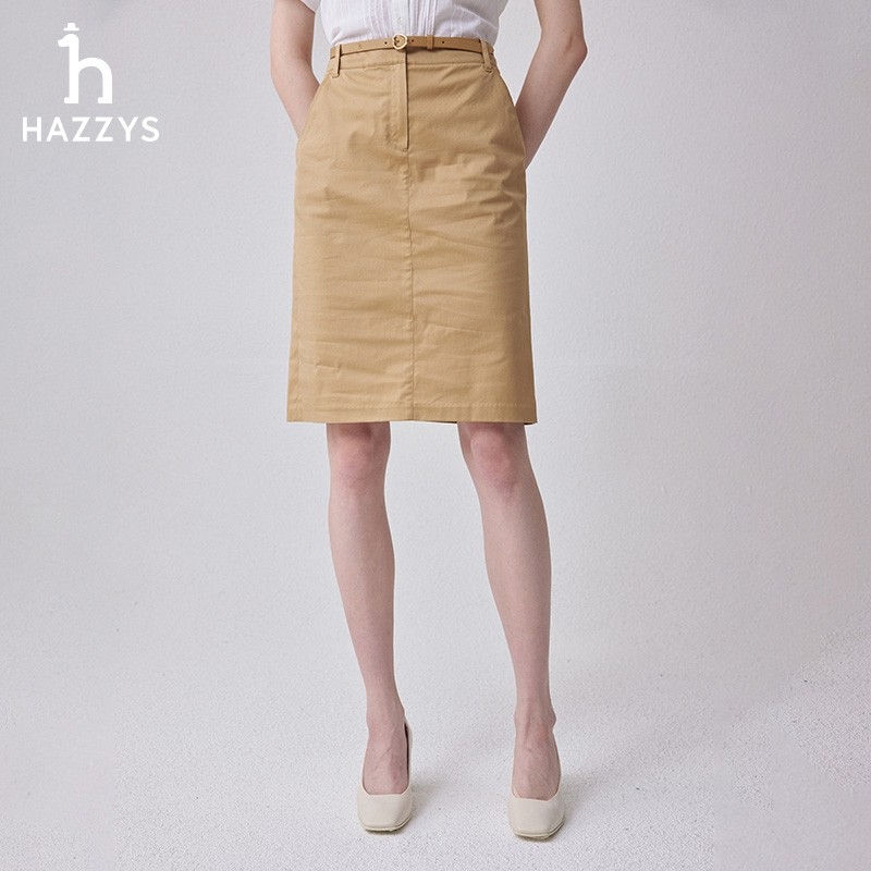 【专柜正品】Hazzys哈吉斯春季H型半身裙通勤纯色短裙女