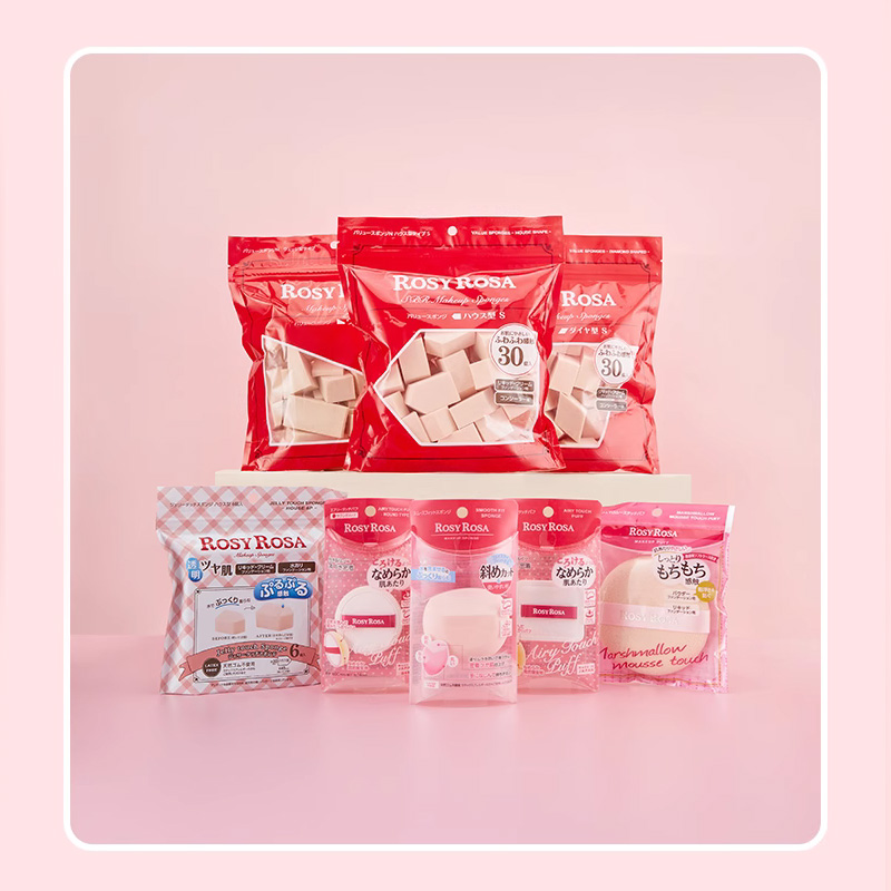 日本rosy rosa化妆绵干湿两用美妆专用气垫粉扑不吃粉多形状粉饼-图0