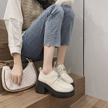 Tide card net red retro Inn wind lace small leather shoes 2023 new trends 100 hitch genuine leather thick bottom Lefoe shoes women