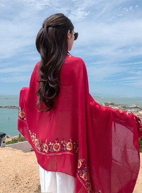 云南旅游披肩女民族风夏薄款纱巾