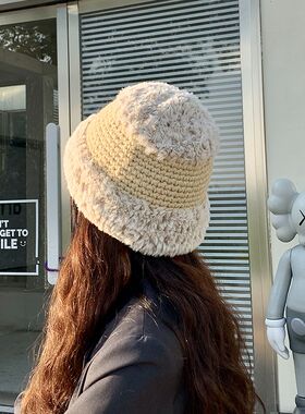 暖雪出游韩版秋冬季宽檐针织帽