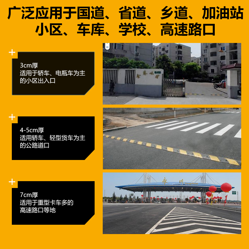 橡胶减速带汽车公路马路道路减速板减速垄加厚缓冲块分道垄 - 图2