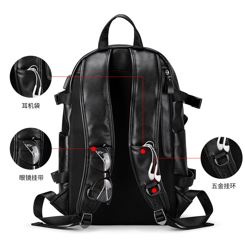 裂狼时尚潮流皮男包旅行男士双肩包 裂狼双肩背包