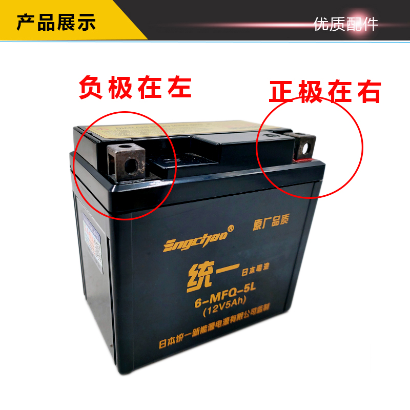 统一摩托车电瓶12V通用MTX5L-BS免维护巧格i天剑飞致150福喜as125 - 图2