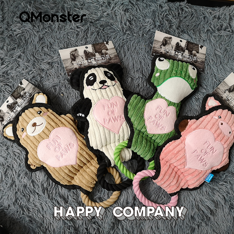 Qmonster狗狗玩具可爱动物拉环互动耐咬人狗拔河训练玩具大中型犬 - 图0