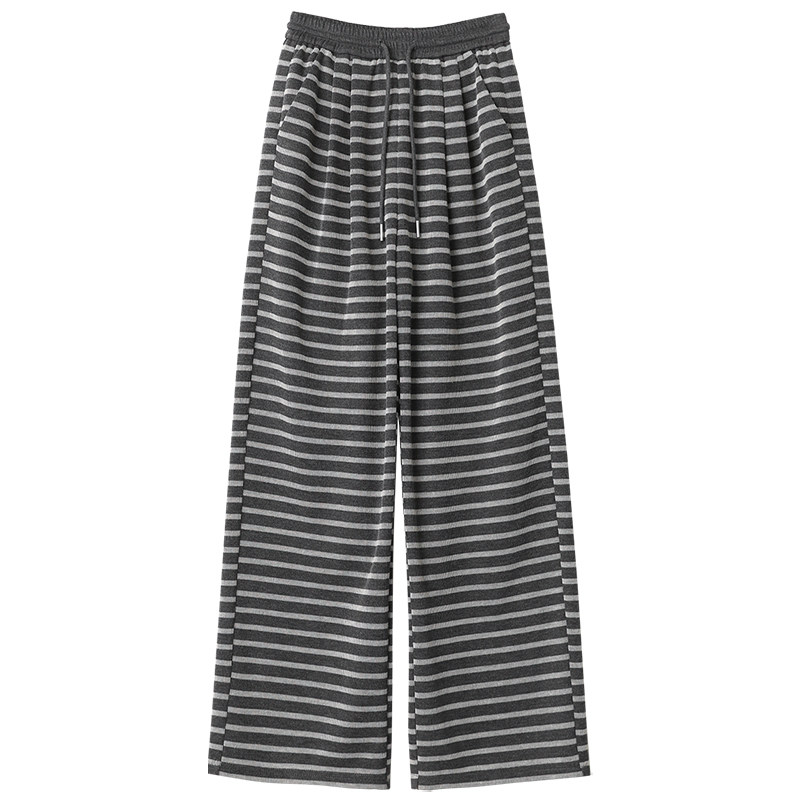 CV大码女装 秋新款慵懒风条纹阔腿裤垂感直筒遛弯裤休闲裤女胖mm,淘宝优惠券,粉丝福利购,淘宝优惠卷