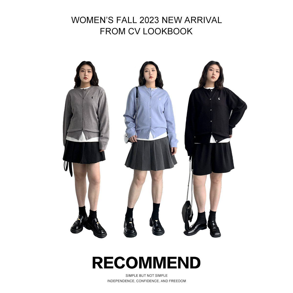 CV大码女装 2025秋季新款简约纯色兔子刺绣针织开衫毛衣小衫胖mm,淘宝优惠券,粉丝福利购,淘宝优惠卷