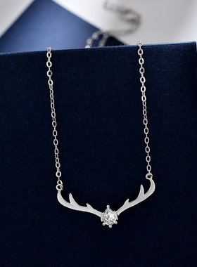 森系麋鹿角潮人吊坠短款项链