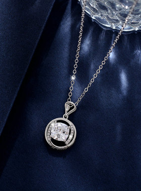 镶钻圆形锆石森系吊坠生日礼物