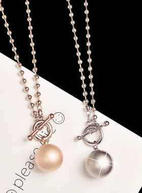 仙草芋气质百搭韩国长款圆珠链