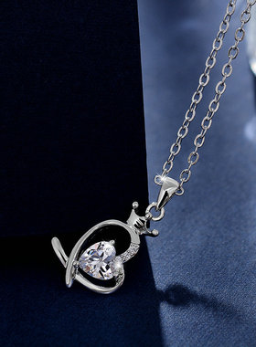 ins冷淡风爱心锆石水晶锁骨链