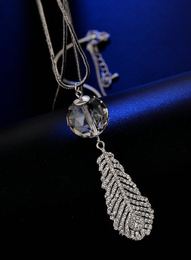 韩版长毛衣链挂件配饰百搭水晶