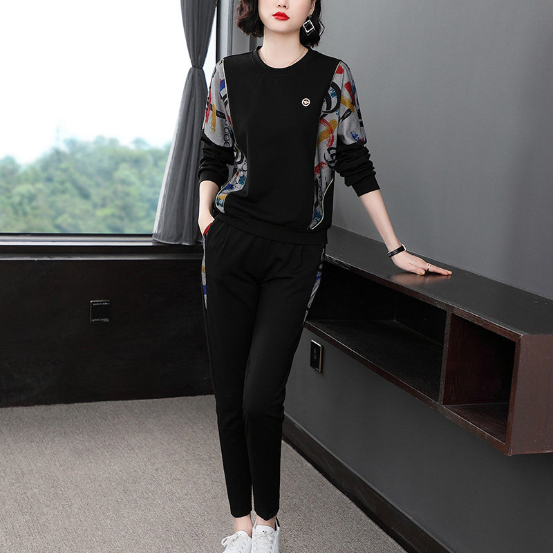 年轻妈妈秋装休闲运动套装宽松洋气 柳晶服饰中老年女装