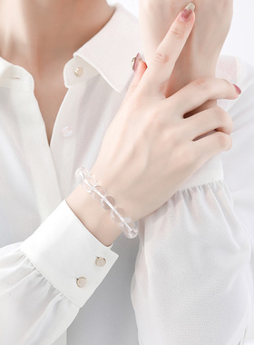 白水晶天然正品配珠手串