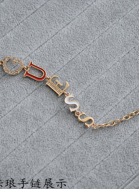 女合金宝石珐琅欧美字母手链