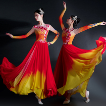 The opening dance big swing dress to serve the womens atmospheric modern song companion Dance ten thousand Xinjiang Lights The Chinese wind dance costumes