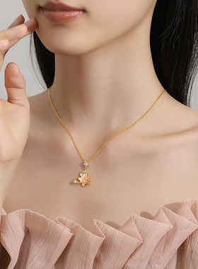 马年爆款原创珐琅彩虹独角兽S925纯银项链手链耳钉套装女童趣礼物