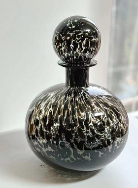 中古风斑点豹纹圆球形装饰玻璃樽
