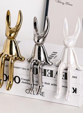 北欧ins风长耳兔子陶瓷装饰摆件