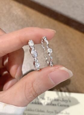 S925银饰品简约线条波浪戒指女几何精致百搭水滴叠戴开口指环ins